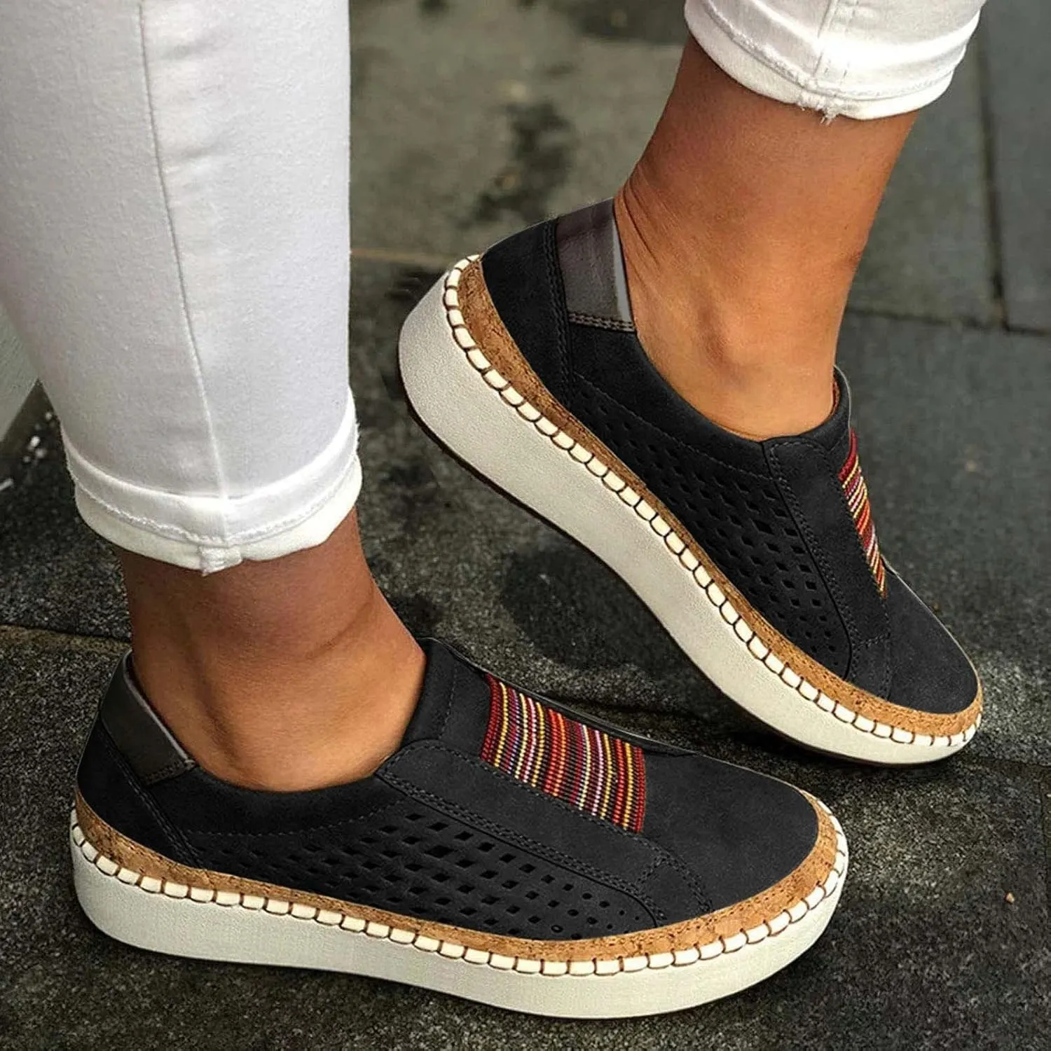 Ladmiple Sneakers For Women Slip On Wide Width Canvas Shoes Casual Cute Fashion Walking Shoe Dressy Summer Flats Loafers