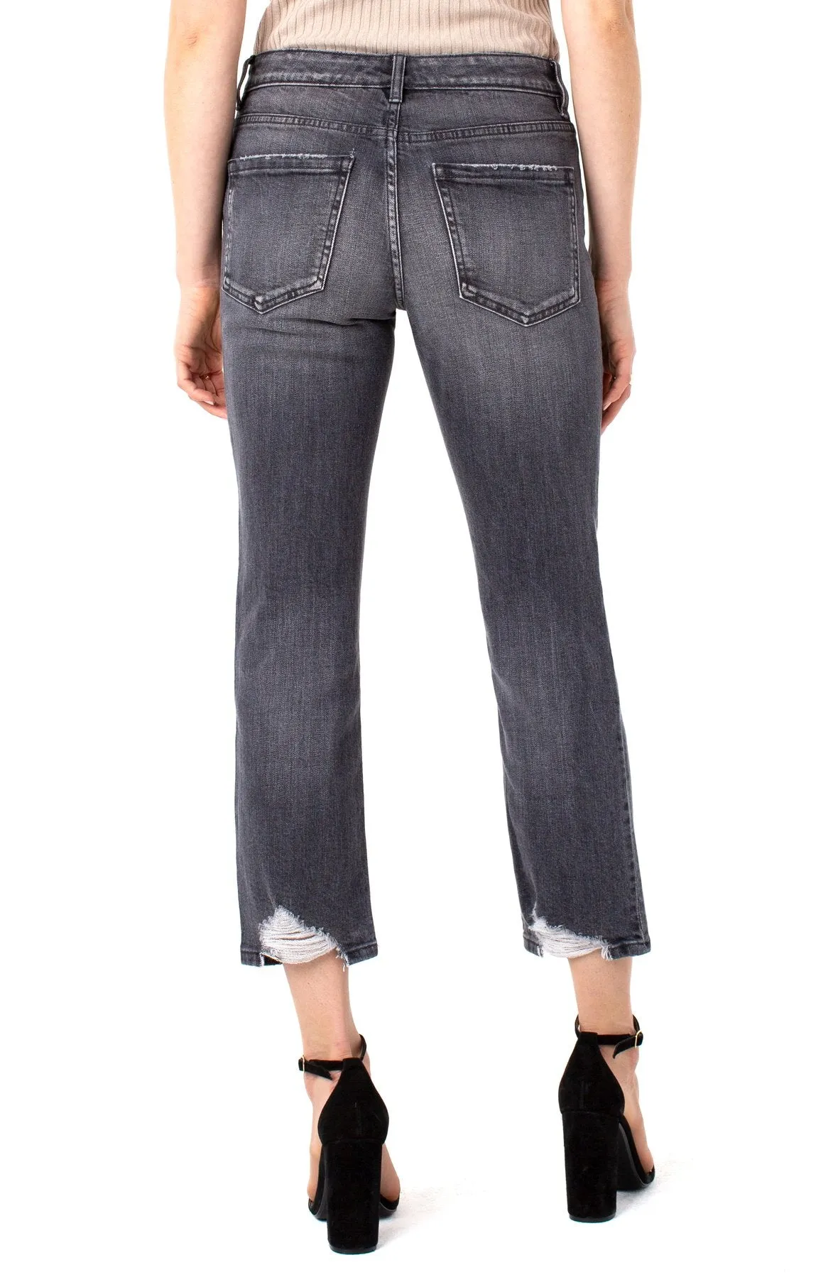 Liverpool Straight Distressed Grey Spencer Wash Crop