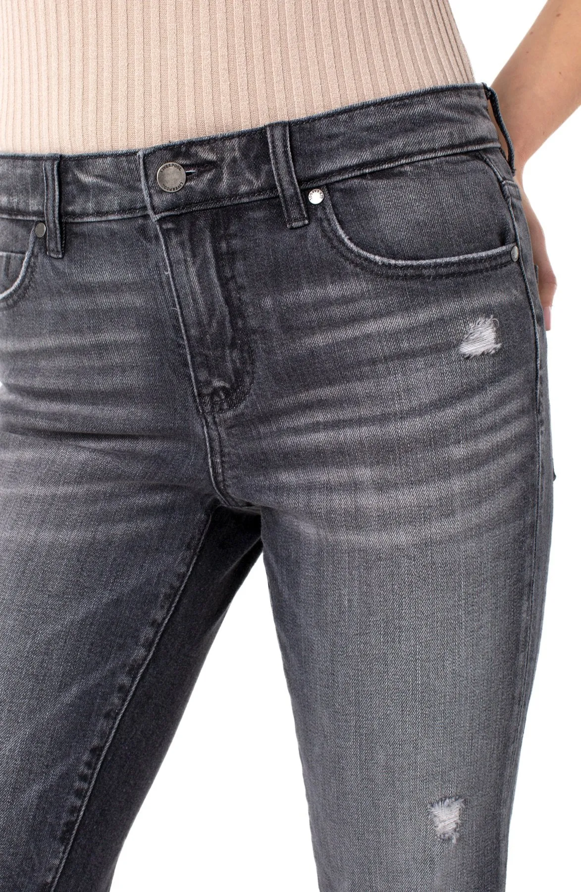 Liverpool Straight Distressed Grey Spencer Wash Crop