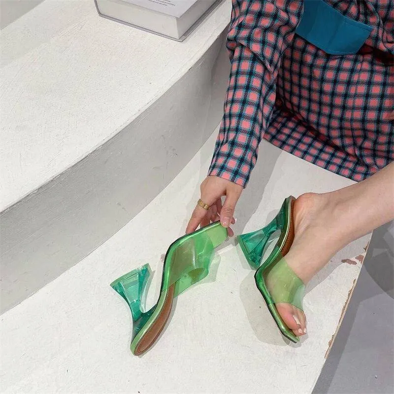 Marian Transparent Block High Heels Open Toe Sandal