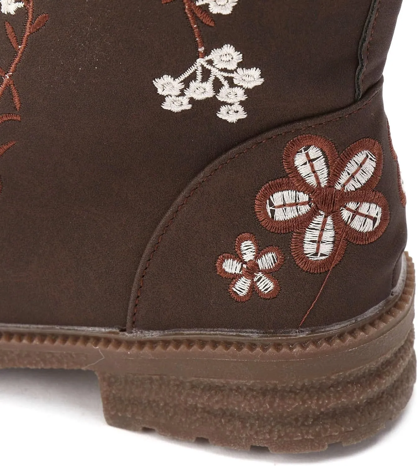Mid Calf Boots for Women Retro Printed Embroidered Women's Heel Monochrome Fashion Short Boots Non Rain 8 Wide