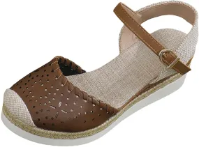 Orthopedic Wedge Sandals for Women Comfortable Closed Toe Slides Platform Sandals Hollow Out Espadrilles Adjustable Buckle Ankle Strap