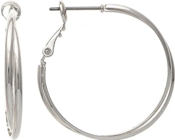 Rain - Silver Medium Double Hoop Earring