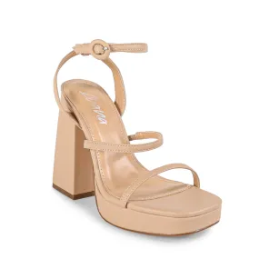 RHODE-1 OPEN TOE STRAP W/ BLOCK HIGH HEEL - NUDE