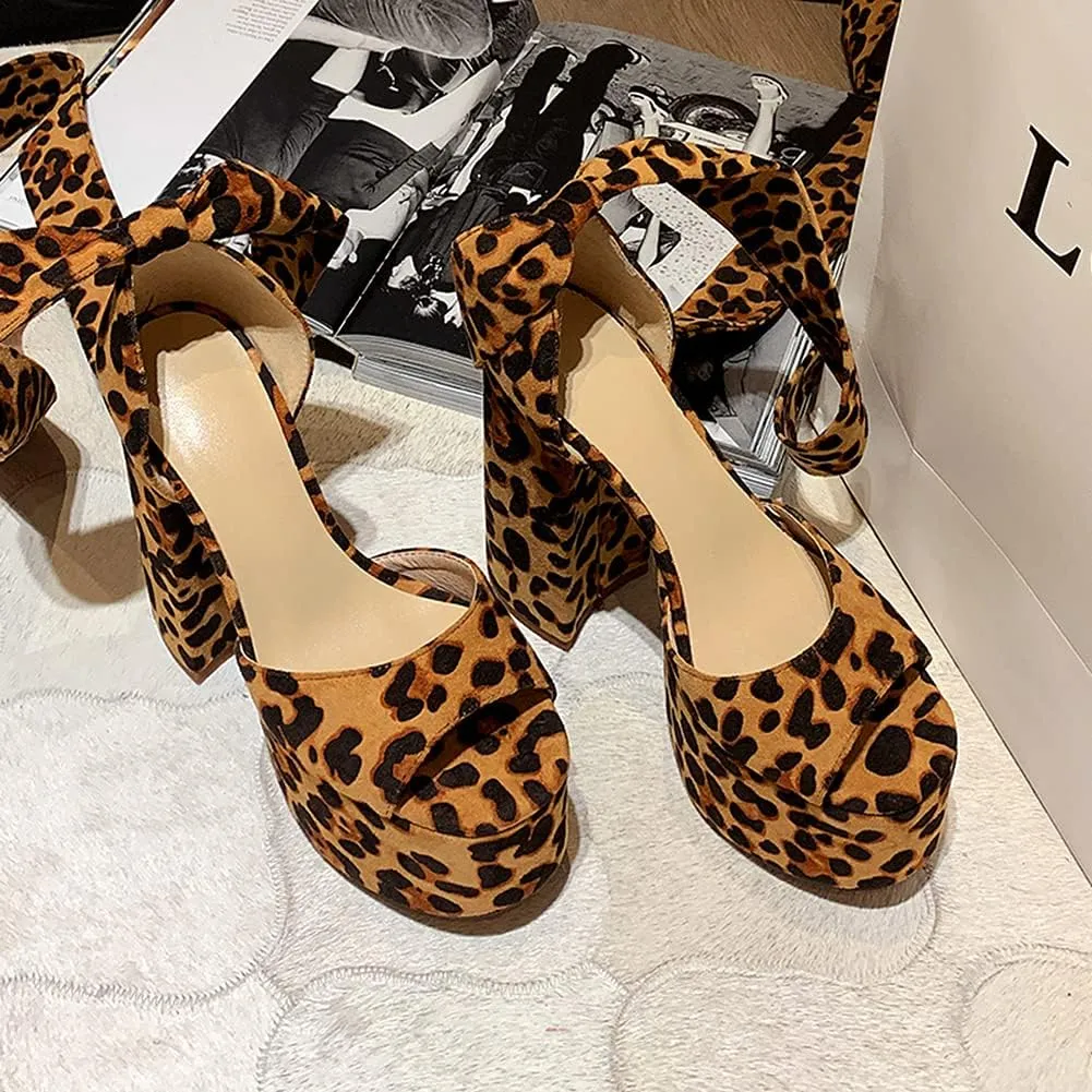 Roimaash Fashion Platform Sandals Block High Heels