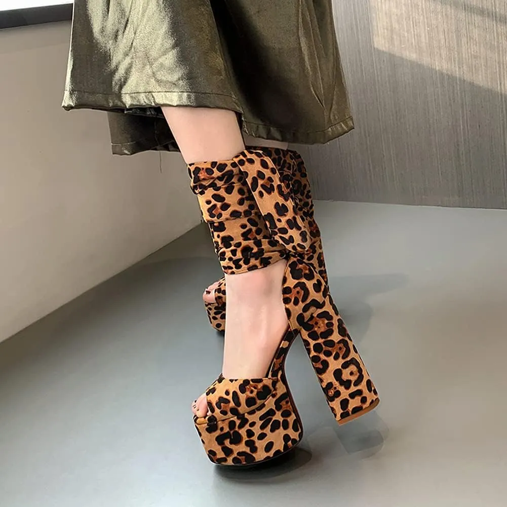Roimaash Fashion Platform Sandals Block High Heels