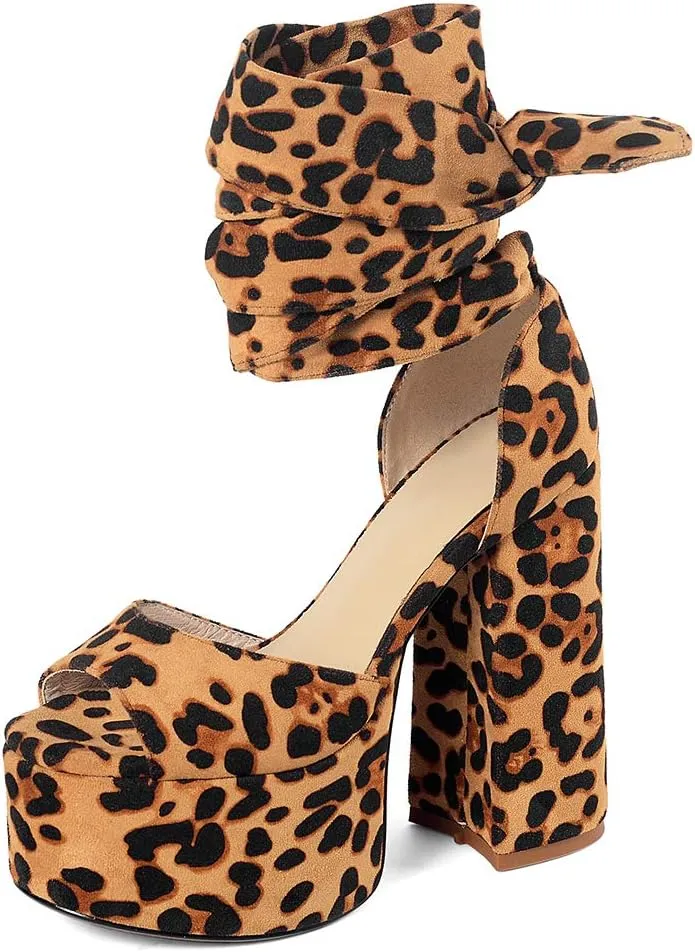 Roimaash Fashion Platform Sandals Block High Heels