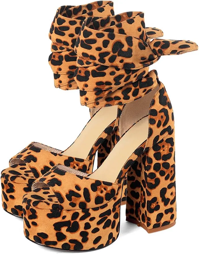 Roimaash Fashion Platform Sandals Block High Heels