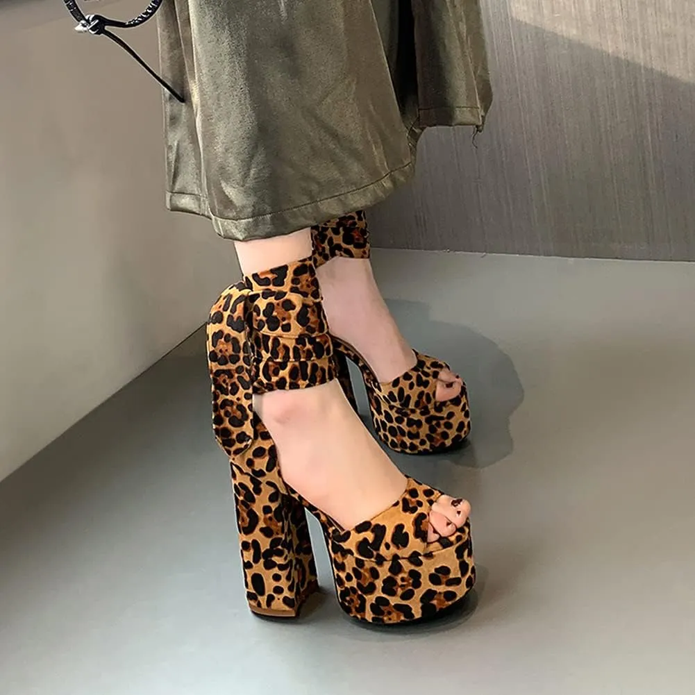 Roimaash Fashion Platform Sandals Block High Heels