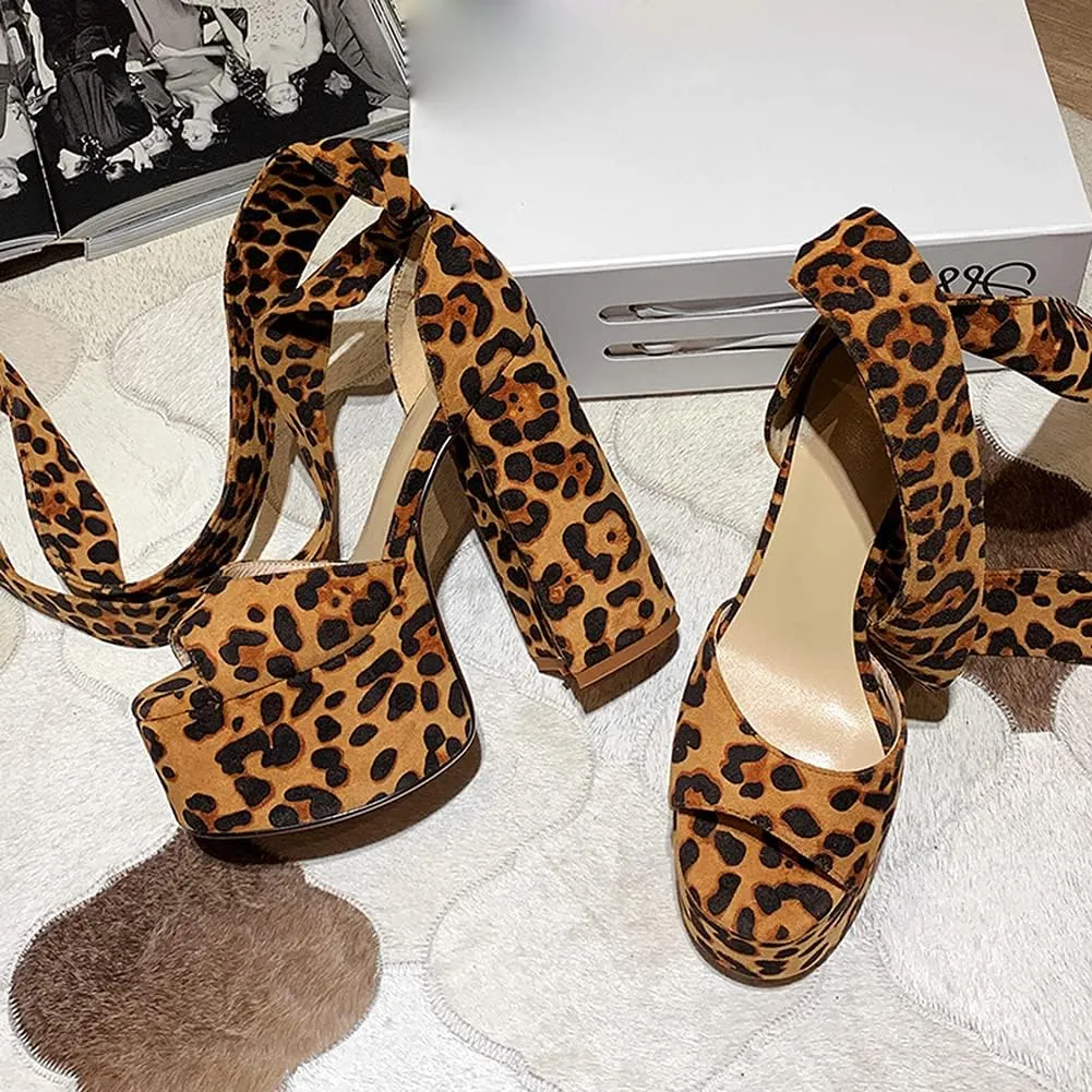 Roimaash Fashion Platform Sandals Block High Heels