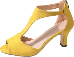 Sandals Women Orthopedic High Heels Dress Shoes Summer Open Toe Zip Closure Sandals Suede Leather Fish Mouth Sandals