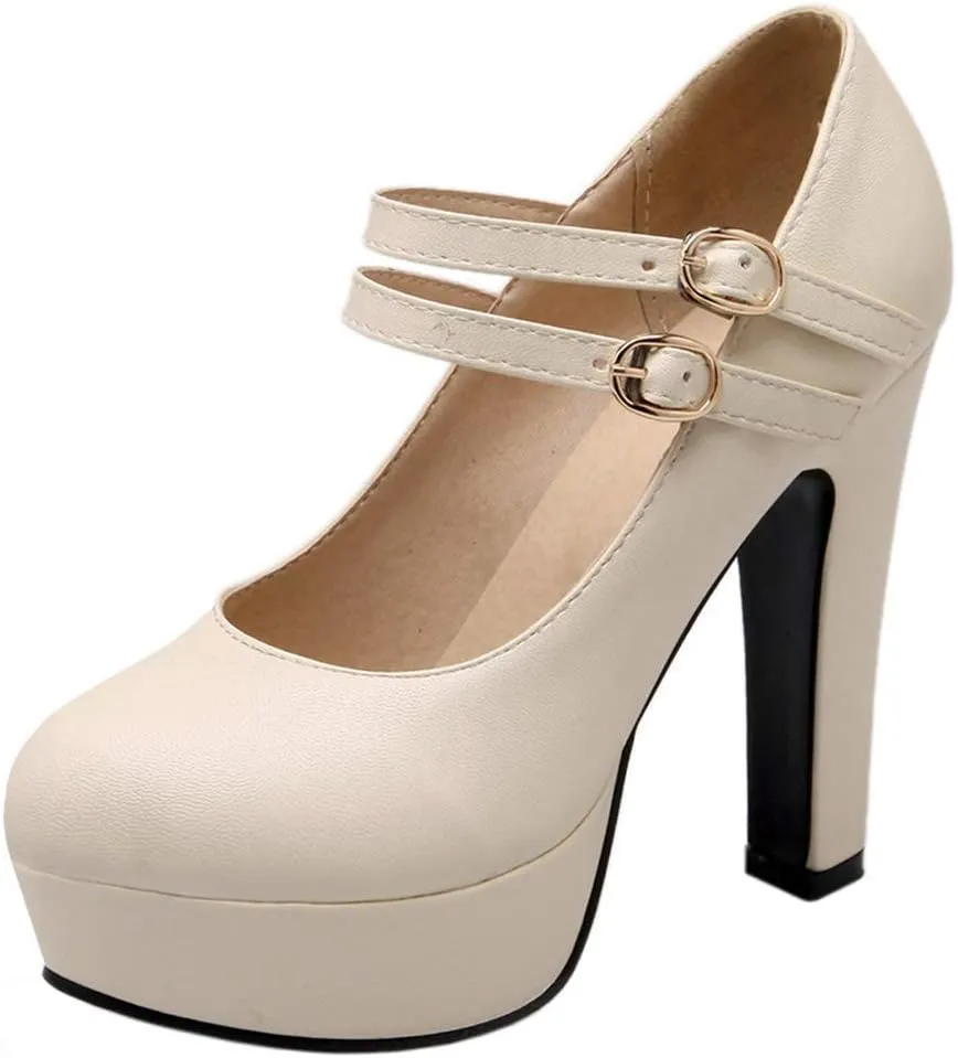 Scaoruki Fashion Platform Pumps Block High Heels