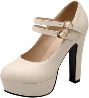 Scaoruki Fashion Platform Pumps Block High Heels