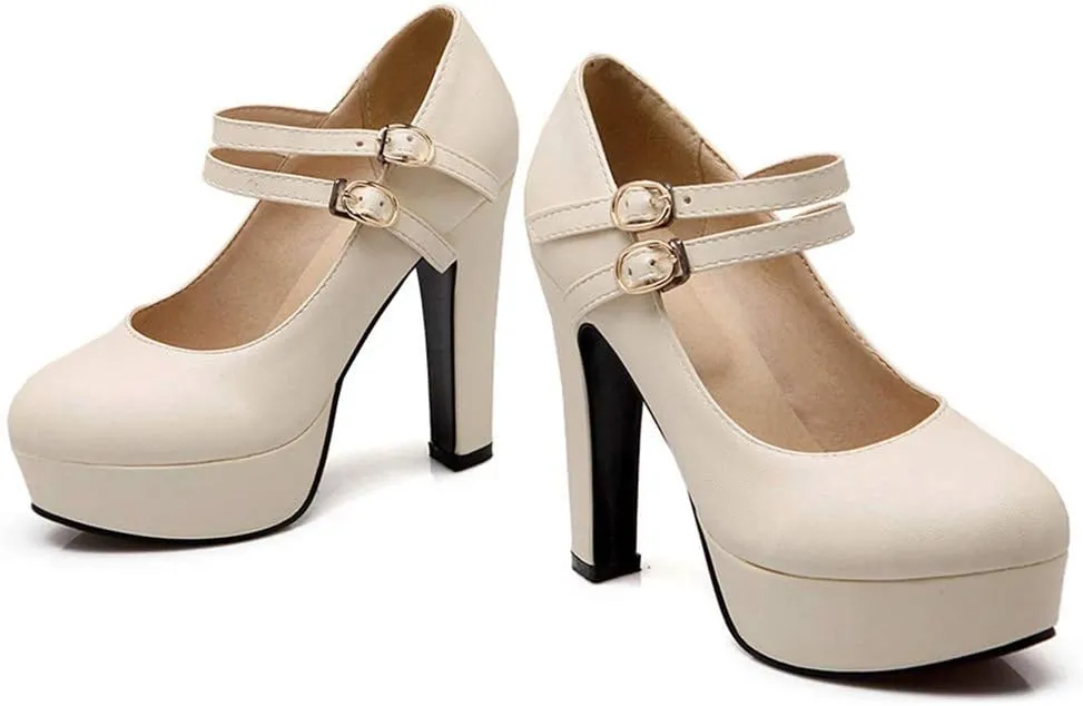Scaoruki Fashion Platform Pumps Block High Heels