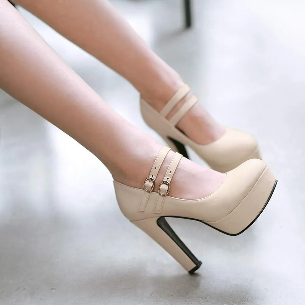 Scaoruki Fashion Platform Pumps Block High Heels