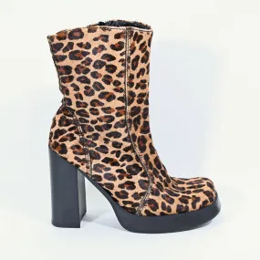 SOLD 90s Steve Madden Leopard Print Platform Chunky Heel Boots, Bratz Style SZ 9
