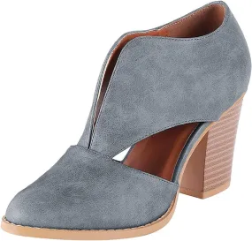 Temperament Shoes for Women Stacked Heel Cut Out Pointed Toe Sandals Faux Leather Shoes Elegant Ultra Go Sandals Women