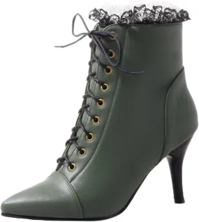 Winter Boots For Women Retro Vintage Lace-Up Thigh High Boots Suede Low Chunky Heels Knee High Long Boots