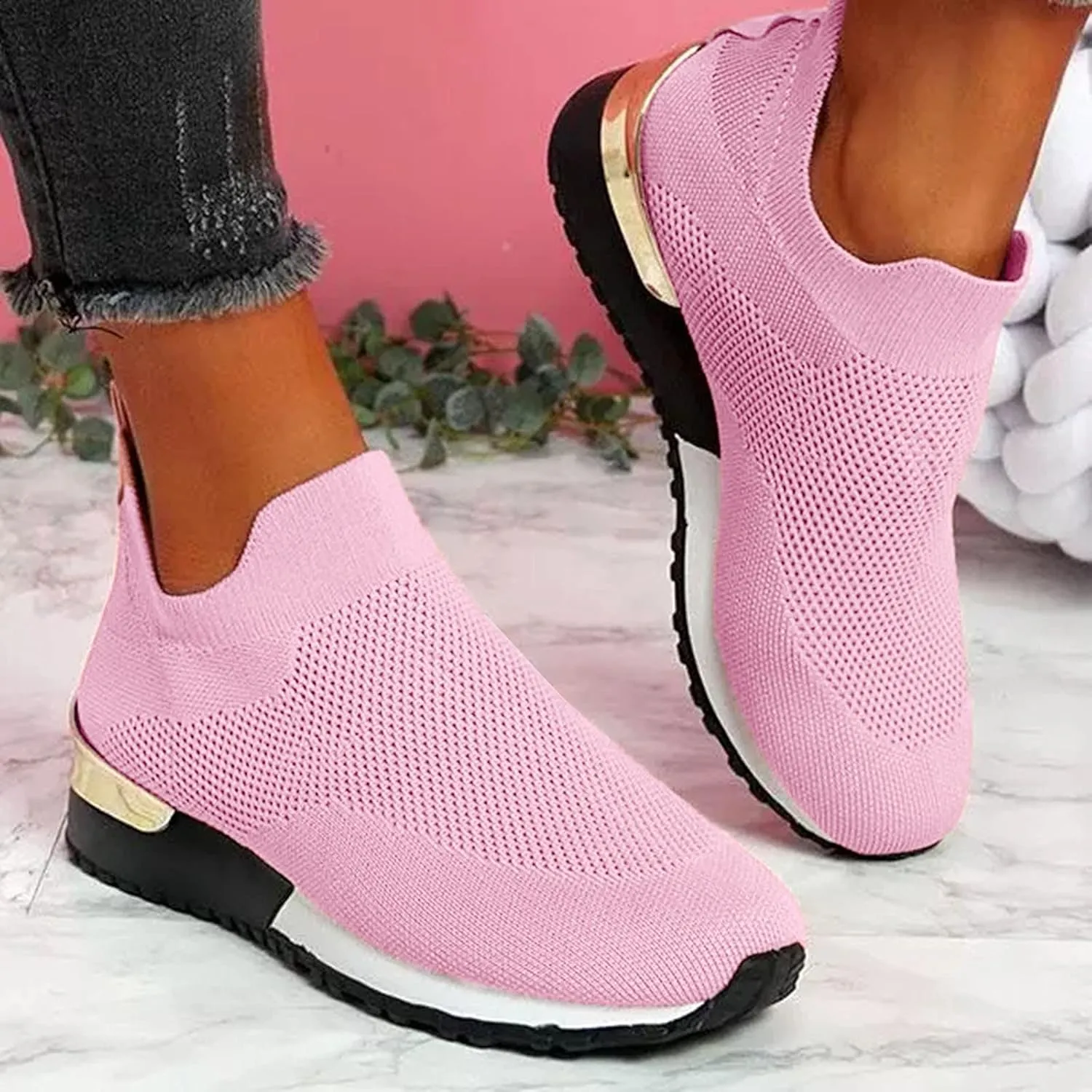 Women's Fashion Sneaker Non Slip Work Wide Comfortable Slip Resistant Work Shoes Running Shoes for Women Womens Loafer Flat Mid Top Sneakers for Men
