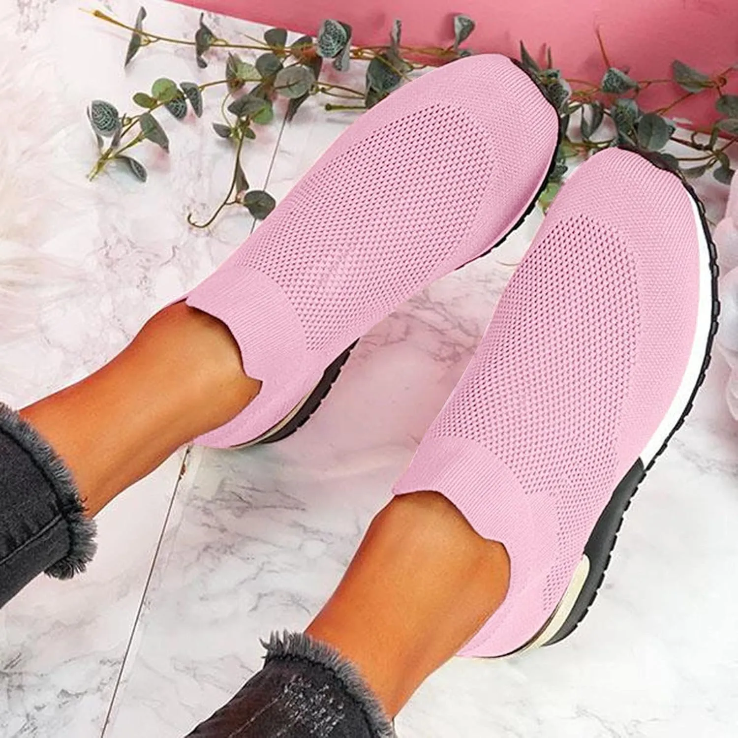Women's Fashion Sneaker Non Slip Work Wide Comfortable Slip Resistant Work Shoes Running Shoes for Women Womens Loafer Flat Mid Top Sneakers for Men