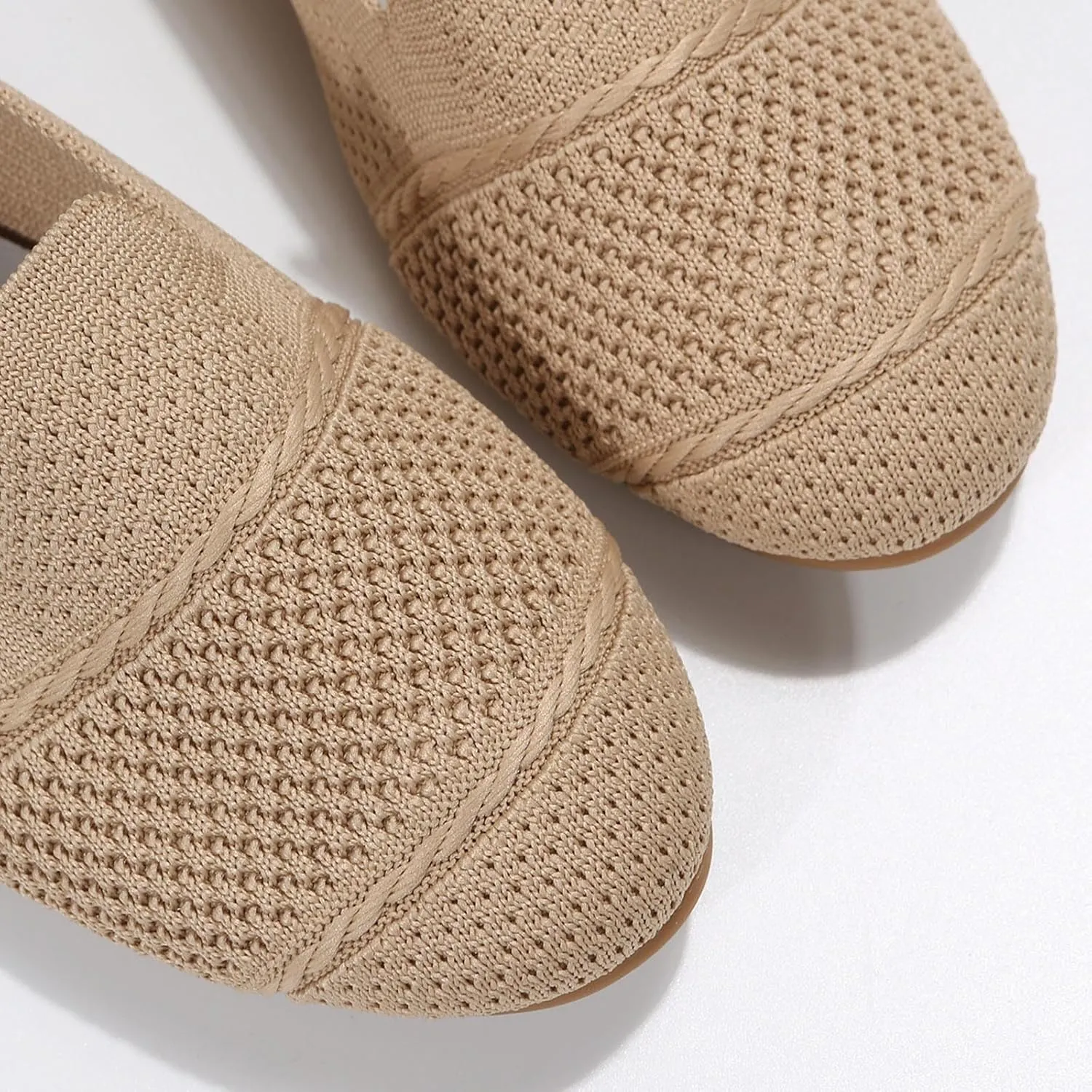 Women's Flats Walking Shoes Knitting Breathable Ballet Flat Shoes Non Slip Mesh Round Toe Classical Shoes for Work